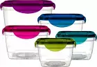 10 Pc Food Storage Set, Plastic Containers for Food, Airtight Lock Lids, Reusabl