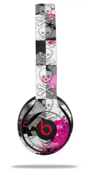 Skin Wrap for Beats Solo Wireless 2 3 4 Checker Skull Splatter Pink SKIN ONLY
