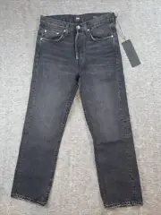 EDWIN Womens Tash Crop Relaxed Straight Leg Jeans Irony Black Sz 28x26 NEW $198