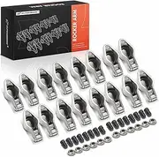 A-Premium 16Pcs Stainless Steel Engine Roller Rocker Arms Compatible with Chevy SBC 350, 1.5 Ratio, 3/8" Studs