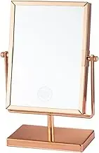 Double Face Rectangular Magnification Makeup Mirror,Adjustable Double Sided Desktop Mirror2X/ 3X Magnification Table Mirror Standing Mirror for Bedroom Dresser Bathroom Mirror,2X,Gold