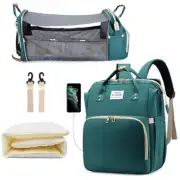 3 in 1 Diaper Bag Backpack Foldable Baby Bed Waterproof Travel Bag with USB Char