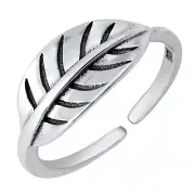 7mm Sideways Leaf 925 Sterling Silver Adjustable Toe Ring