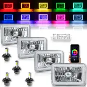 4X6" BLUETOOTH Color Change RGB SMD Halo Angel Eye Headlight LED Light Bulbs Set (for: Volvo)