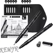 9 Micro Fine Liner Drawing Art Pens Calligraphy Pens: 0.05Mm-Br Size Black Art S