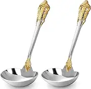 KEAWELL Luxury Gravy Ladle, 18/10 Stainless Steel, Gold Accent, Small Gravy Spoon for Home. Solid and Sturdy, Dishwasher Safe… (2)
