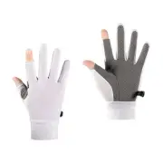 (White)Summer Ice Silk Cycling 2 Fingerless Sport For Men Wom HF