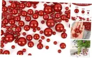 Pearl Vase Filler 300pcs Red Pearls for Vase Pearls Makeup Beads Round Pearls