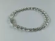 Solid 925 Sterling Silver Mens Chain Bracelet Flat Curb Italian Style Heavy NEW