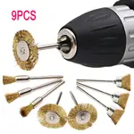 9PCS BRASS/STAINLESS BRUSH STEEL WIRE WHEEL BRUSHES FITS FOR