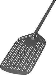 12" Perforated Pizza Peel Anodised Aluminium Pizza Turner Removable Long Handle Lightweight Pizza Spinner Professional Pizza Oven Accessory Large Baking Tools Metal Perforated Pizza Spatula Paddle