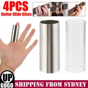 4Pcs 60mm Guitar Slide Glass and Stainless Steel Finger Tubes for Guitar Bass AU