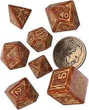Q Workshop The Witcher Vesemir: The Wise Witcher Dice 7 Piece Set with Coin