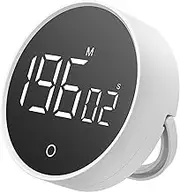 AwObEpl Digital Kitchen Timer Magnetic Timer 200 Minute Countdown Count Up Timer Battery Powered Magnetic Digital Timer Upright Digital Desk Timer for Cooking Baking (White)