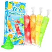 500 Packs Disposable Ice Pop Bags Popsicle Bags with Silicone Funnel for Ice