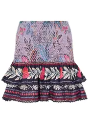 Farm Rio Wild Night Printed Cotton Mini Skirt - Lilac - XL (UK16 / XL) XL (UK16 / XL)