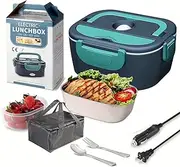 Improved Electric Lunch Box 60W 12V 24V 110V 3-in-1 Portable Microwave Leakproof Removable 304 Stainless Steel Fork Spoon and
