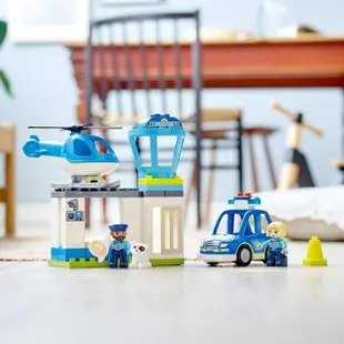 【LEGO 樂高】得寶系列 10959 警察局與直升機(玩具車 學齡前玩具 男孩玩具 女孩玩具 DIY積木)