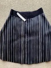 [Size 0] Alice + Olivia Libby Inverted Pleat Skirt (Chalkboard Stripe)