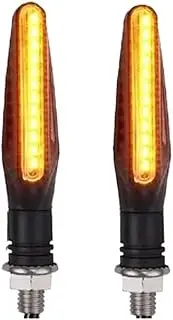 LED Indicator Blinkers Amber Lamp Accessories Moto Indicator Turn Lamp Built Relay Flasher Motorcycle Led Flowing Water Blinker 12V 12LED(2Pcs Yellow)