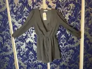Kirundo Women's Medium Black Wrap V Neck Romper Long Sleeve NWT (WTF66)