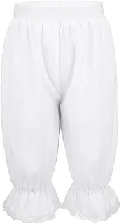 [Linjinx] Kids Girls Ruffle Lace Bloomers Athletic Dance Shorts Elastic Waisted Loose Sports Shorts Performance Costume