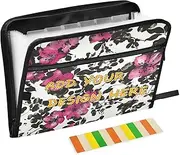 Custom Expandable Folders 13 Pockets A4 Letter Size Personalized Accordion File Organizer with Zipper Closure for School Home Office Classroom Elegant Red Flowers Black carpetas de