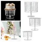 Cake Stand with Crystal Bling Pendants Dessert Cupcake Display for Birthday