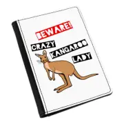 Beware Crazy Kangaroo Lady Passport Holder Cover Case Wallet - Australia Animal