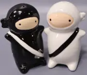 180 Degrees Pj0345 Japanese Ninja Kids Salt & Pepper Shaker Set Black and White