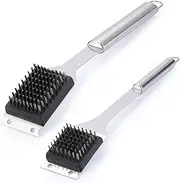 2 Pack Grill Brush and Scraper, 16.5” & 14” Wire BBQ Grill Brush for Outdoor Grill, 304 Stainless Steel Cleaning Brush BBQ Grill Accessories