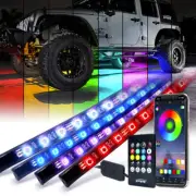 Xprite 4pcs RGB LED Car Underbody Light Strip Bluetooth Underglow Neon Light