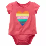Carter's Girls Heart Graphic With "One of a Kind" Slogan, Layered Look; Red 24M