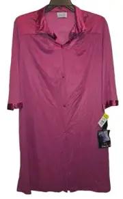 Vanity Fair Vintage Coloratura Mauve Button Front Nylon Robe Size Medium NWT!