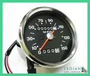 SPEEDO GAUGE, SMITHS TYPE, BLACK FACE, FOR TRIUMPH, BSA, 1970-78, SSM5007/00