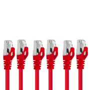 3PK Cruxtec RJ45 LAN CAT7 10GbE SF/FTP 50cm Triple Shielding Ethernet Cable Red