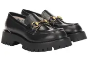 Gucci Cordovan Black Leather Horsebit Lug Sole Flat Platform Creeper Loafer 42