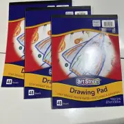Art Street - 3 Pack Stay Bright White Sketching & Drawing Pads - 48 Sheets 9x12