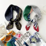 70cm Stripe Flower Print Silk Square Scarf Satin Head Neck Shawl Wraps Elegant ❤