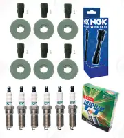 DENSO "Iridium" Spark Plugs w/ NGK Coil Boots for Ford Lincoln Mazda 3.5L 3.7L (for: Mazda)