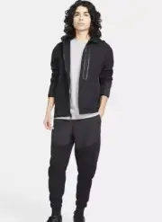Nike Sportswear Tech Fleece Woven Zip Hoodie Tracksuit Sz L Black CZ9903 010