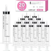 20 PCS 20ml Oral Syringe With Cap,Plastic Syringe without Needle for Medicine Dropper, Feeding Pets, Liquid Measuring, Handicrafts，Individually Sealed, Luer Slip