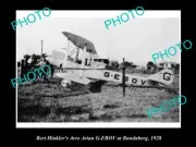 OLD LARGE HISTORIC AVIATION PHOTO OF BERT HINKLER & ARVO AVIAN 1928 BUNDABERG
