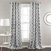Lush Decor Edward Trellis Room Darkening Window Curtain Panel Pair, 84 inch x 52 inch, Gray, Set of 2