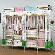 Canvas Portable Wardrobes 25mm Thickened Steel Pipe with Hanging Rods and Clothes Shelves, Easy to Assemble Foldable, Used in Shoes, Clothes, Bags, Toys,H