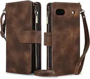 Phone Accessory Compatible With Google Pixel 6A Case， Stand Function Magnetic Wallet Leather Wallet Flip Cover Wallet Case With 9 Card Holders, Suitable Compatible With Google Pixel 6A Phone Cover(Bro