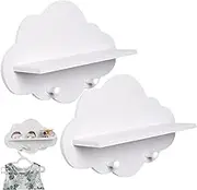 Nursery Shelves for Wall 13.7x3.1x9.1 Inch Cloud Nursery Shelves 2PCS Easy Setup Wood Plastic Board Small Floating Shelves for Bathroom Livingroom Bedroom.