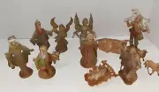 Vintage Plastic Nativity Figures 12 pieces Aprox. 4" tall