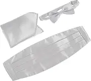 [CHILDWEET] Classic Men's Cummerbund Bow Tie Pocket Square Adjustable Wedding Present Set Events Ceremonies
