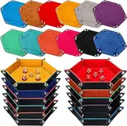 12 Pcs Dice Tray for Rolling Portable Folding Dice Holder Tray Strong Box Portable PU Leather Velvet for Games Like RPG, and Other Table